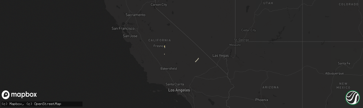 Hail map in California on October 17, 2015