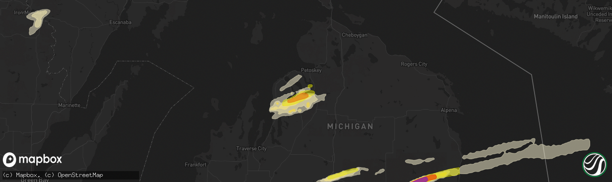 Hail map in Boyne City, MI on October 17, 2016