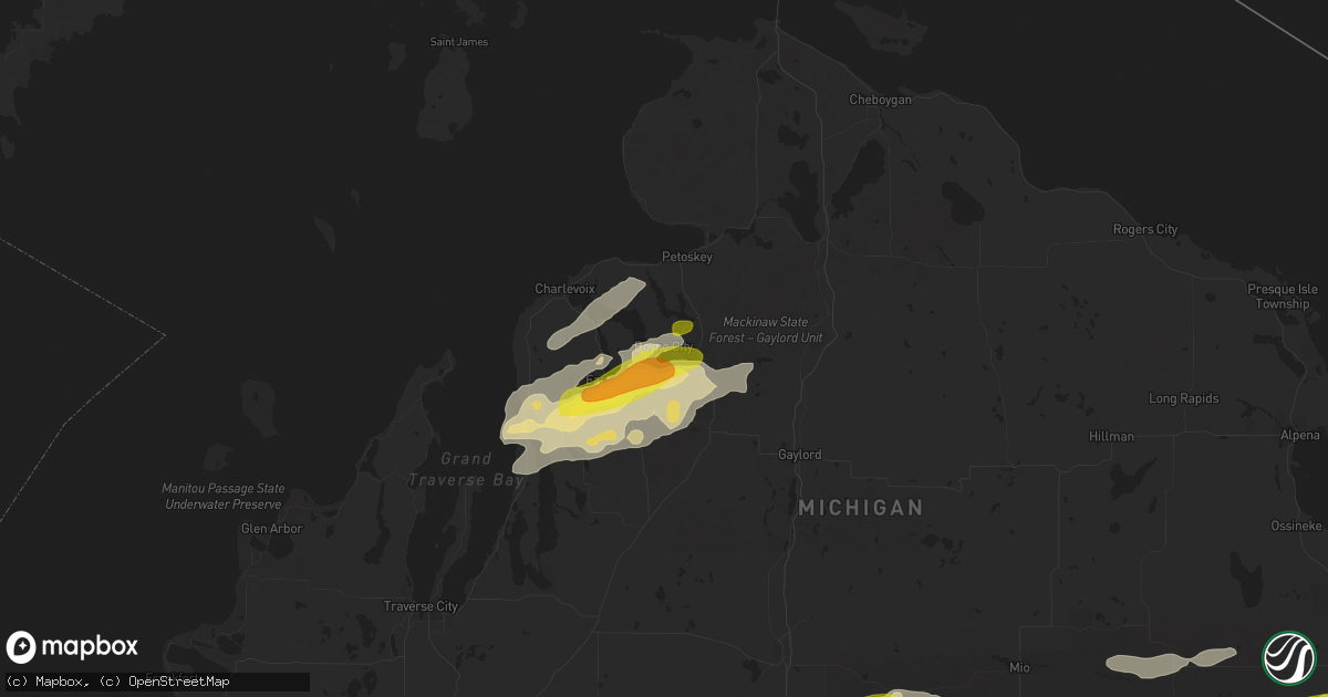 Hail map in Boyne City, MI on October 17, 2016