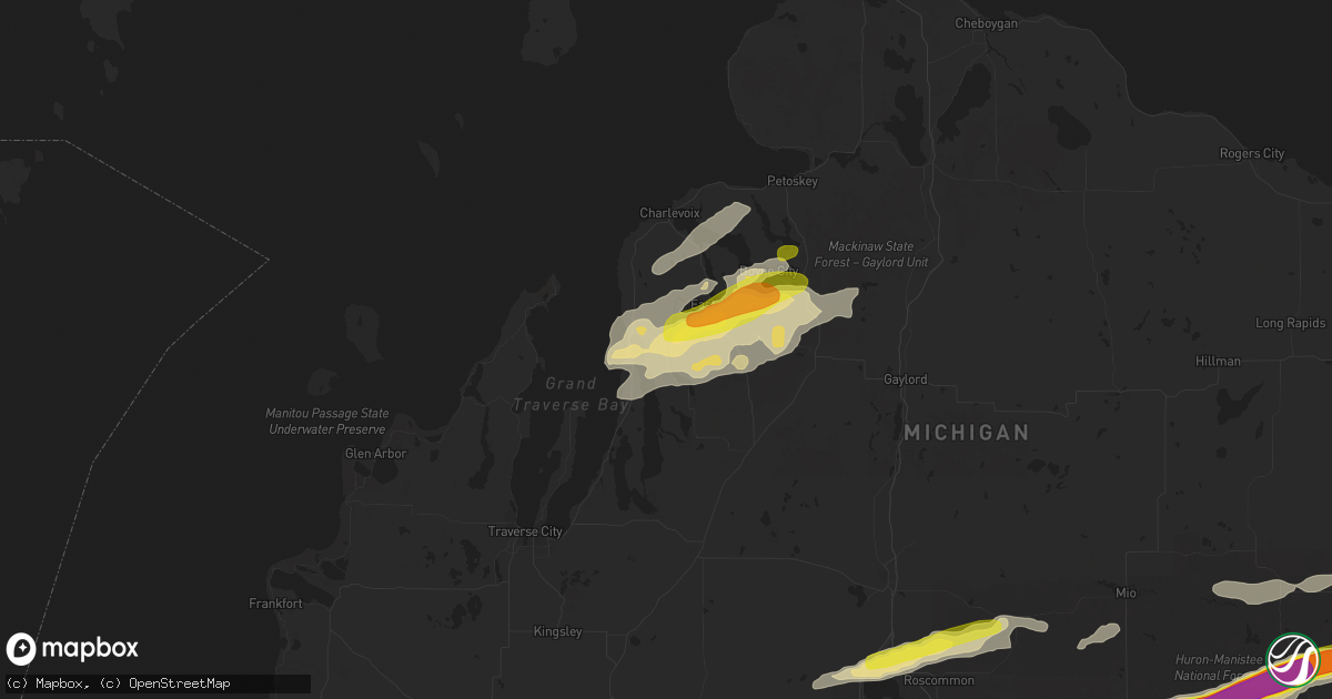 Hail map in Central Lake, MI on October 17, 2016
