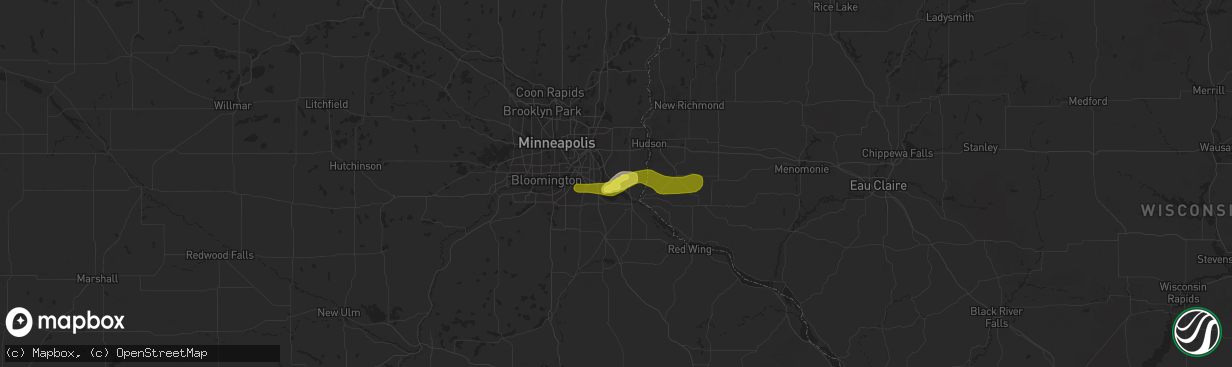 Hail map in Cottage Grove, MN on October 17, 2016