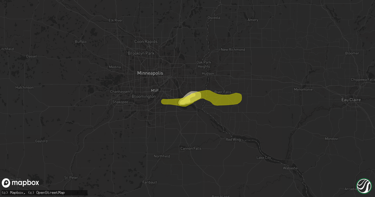 Hail map in Cottage Grove, MN on October 17, 2016