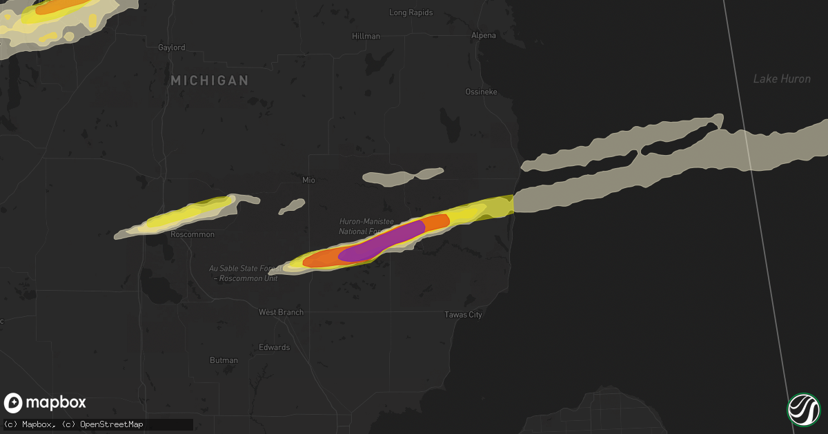 Hail map in Glennie, MI on October 17, 2016