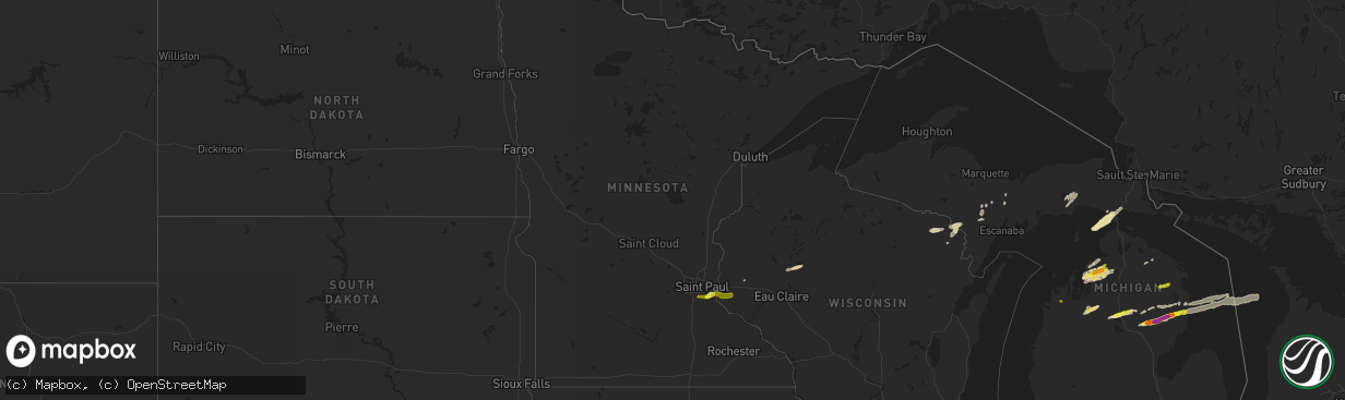 Hail map in Minnesota on October 17, 2016