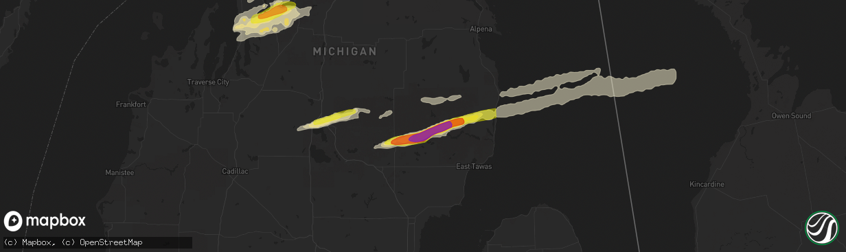 Hail map in South Branch, MI on October 17, 2016