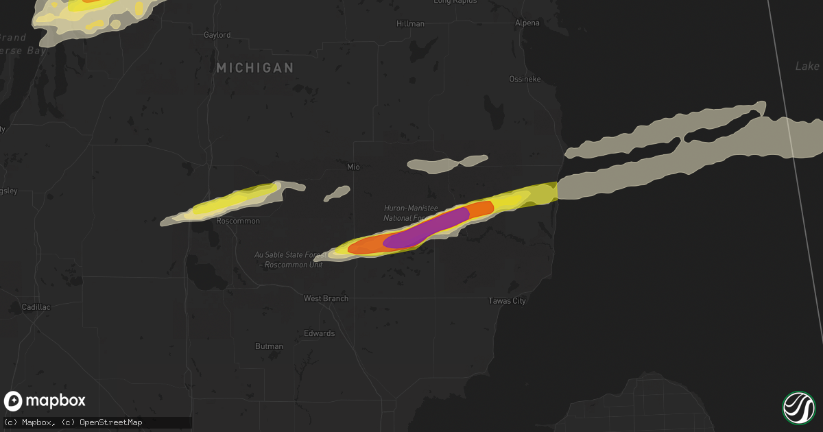Hail map in South Branch, MI on October 17, 2016