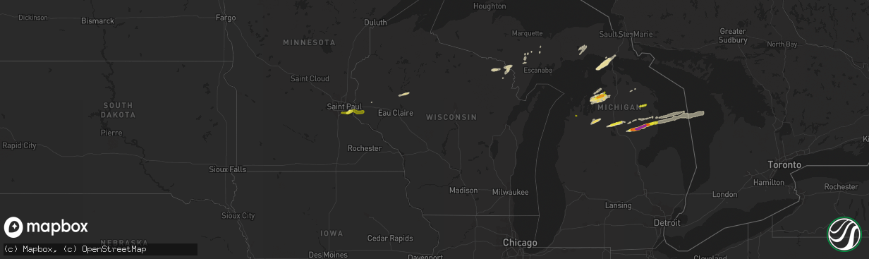 Hail map in Wisconsin on October 17, 2016