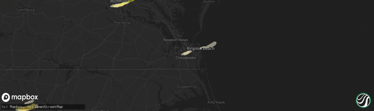 Hail map in Chesapeake, VA on October 17, 2022