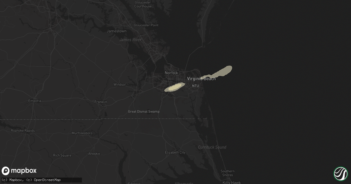 Hail map in Chesapeake, VA on October 17, 2022