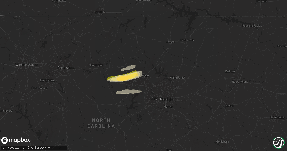 Hail map in Durham, NC on October 17, 2022