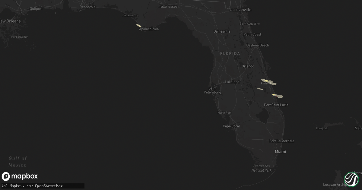 Hail map in Florida on October 17, 2022