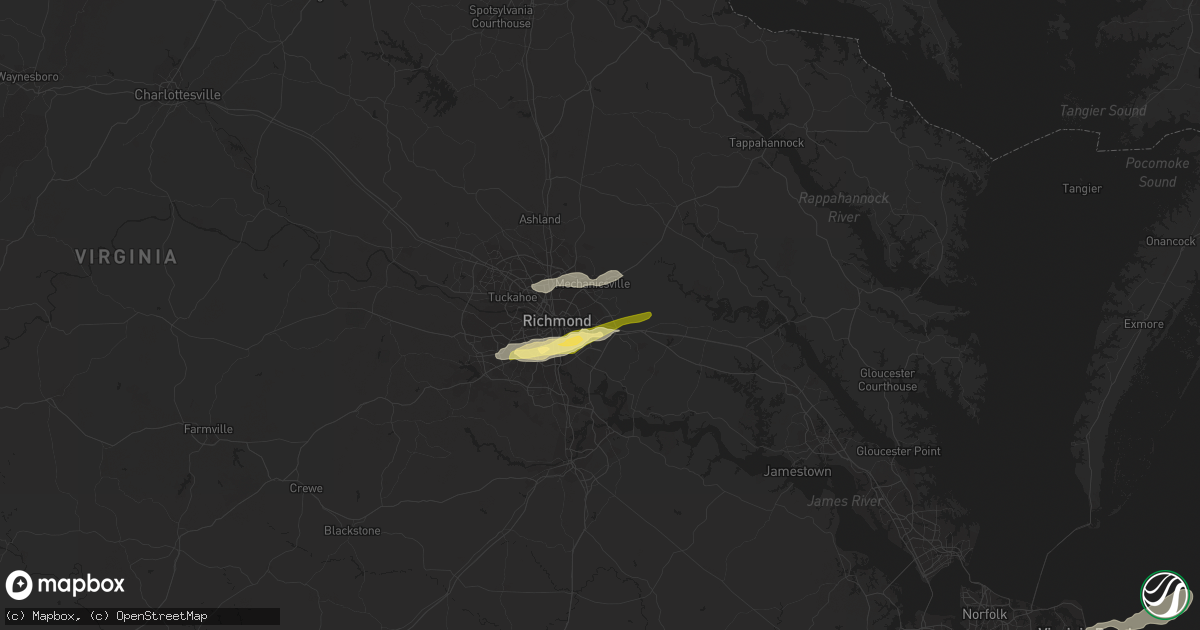 Hail map in Henrico, VA on October 17, 2022