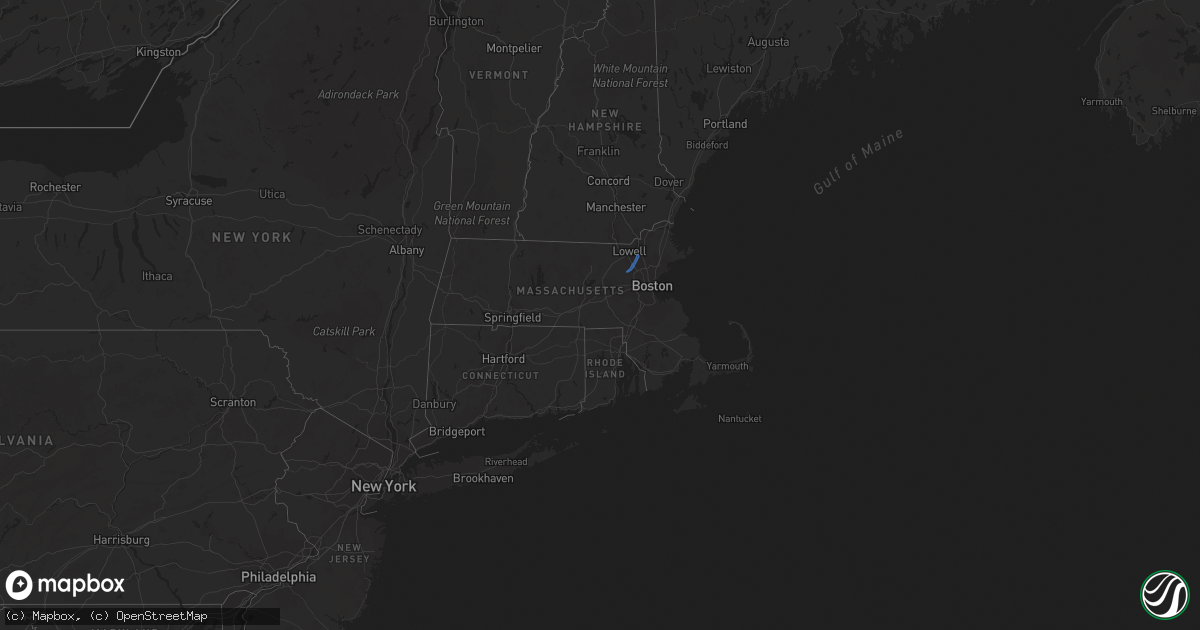 Hail map in Massachusetts on October 17, 2022