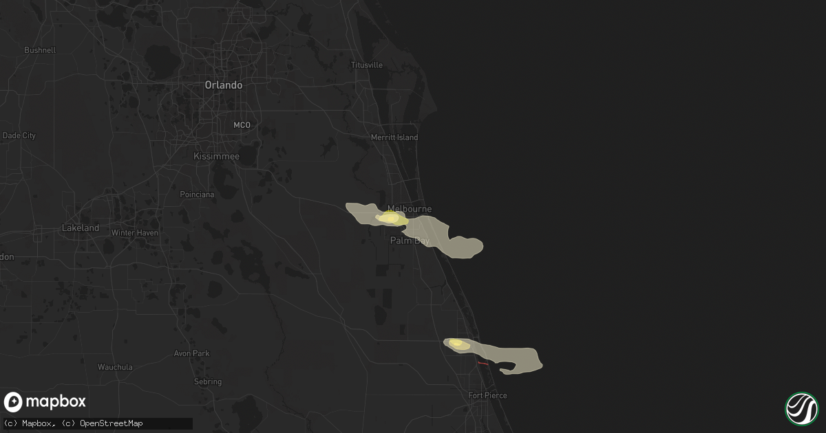Hail map in Melbourne, FL on October 17, 2022