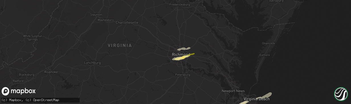 Hail map in Richmond, VA on October 17, 2022