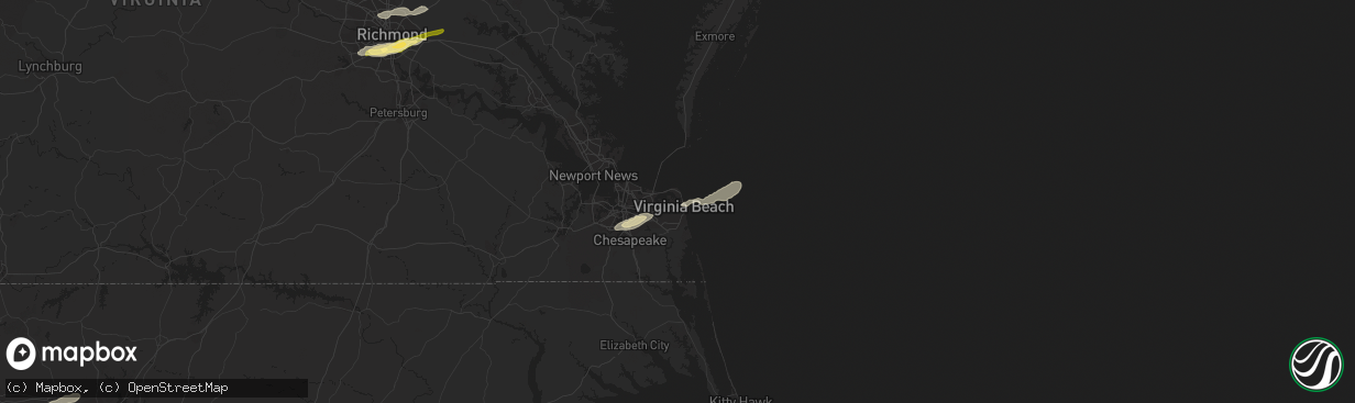 Hail map in Virginia Beach, VA on October 17, 2022