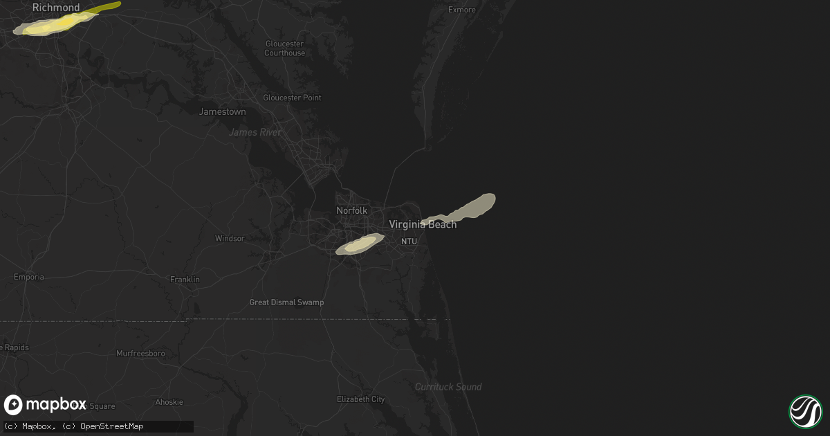 Hail map in Virginia Beach, VA on October 17, 2022