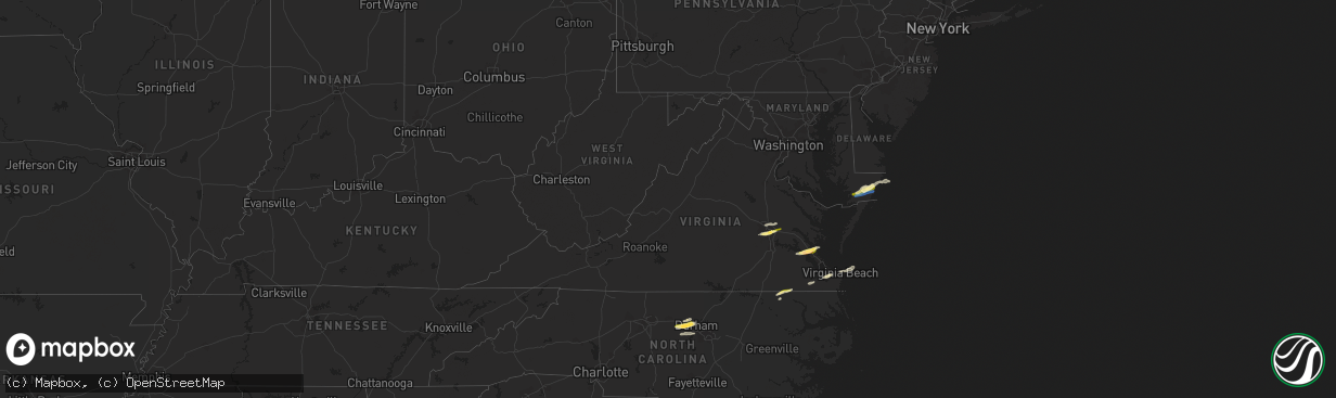Hail map in Virginia on October 17, 2022