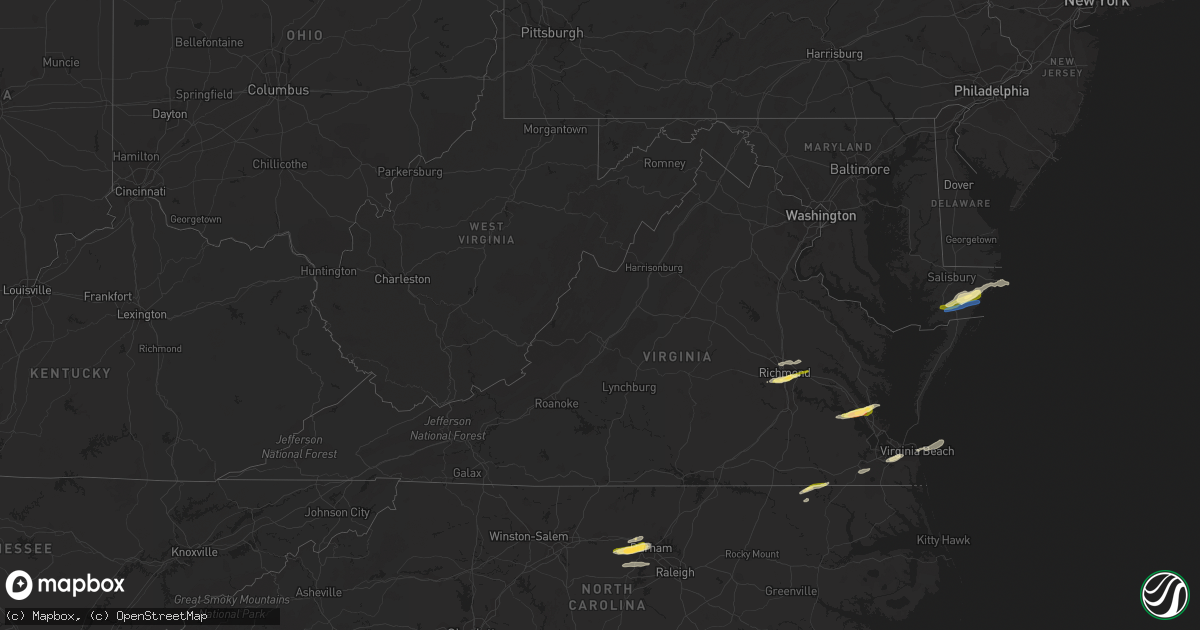 Hail map in Virginia on October 17, 2022