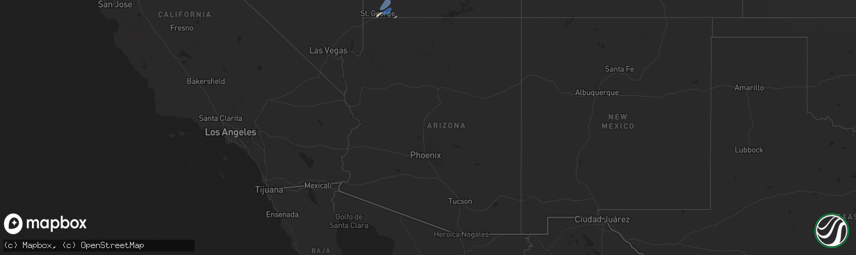 Hail map in Arizona on October 17, 2024