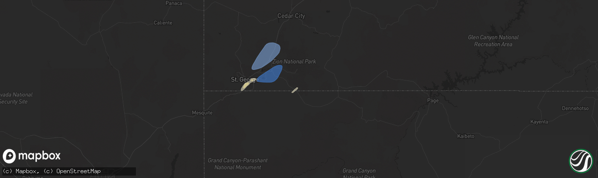 Hail map in Hildale, UT on October 17, 2024