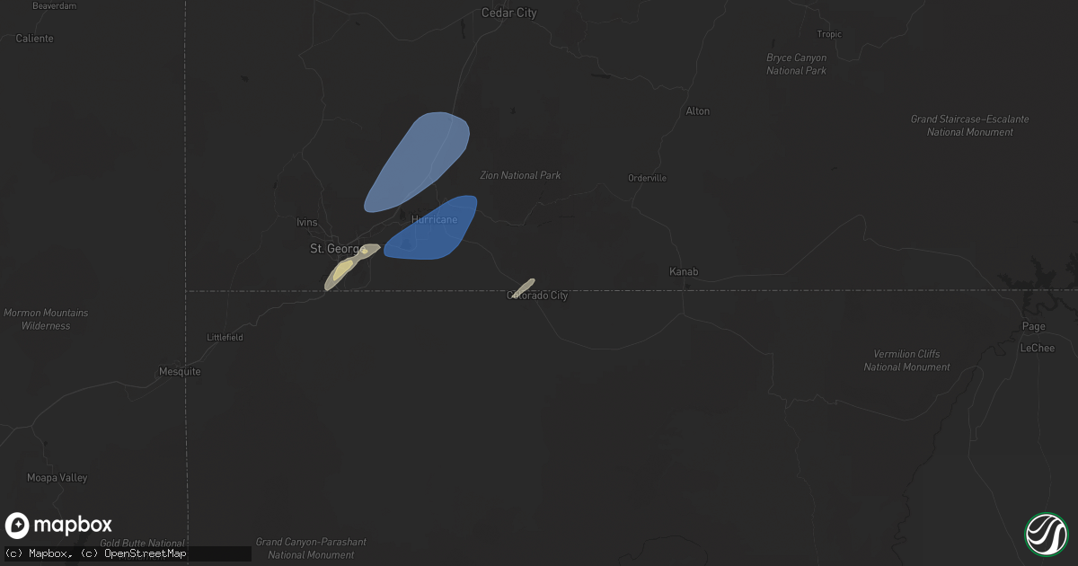 Hail map in Hildale, UT on October 17, 2024
