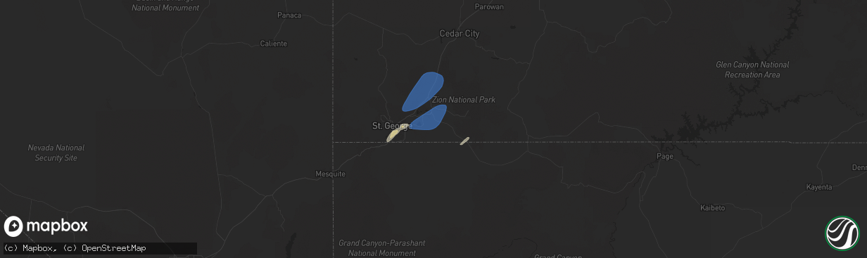 Hail map in Hurricane, UT on October 17, 2024