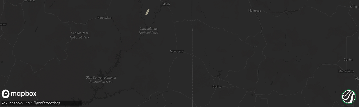 Hail map in Monticello, UT on October 17, 2024