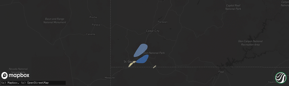 Hail map in New Harmony, UT on October 17, 2024