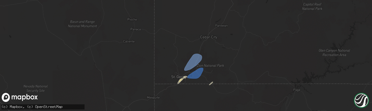 Hail map in Pine Valley, UT on October 17, 2024