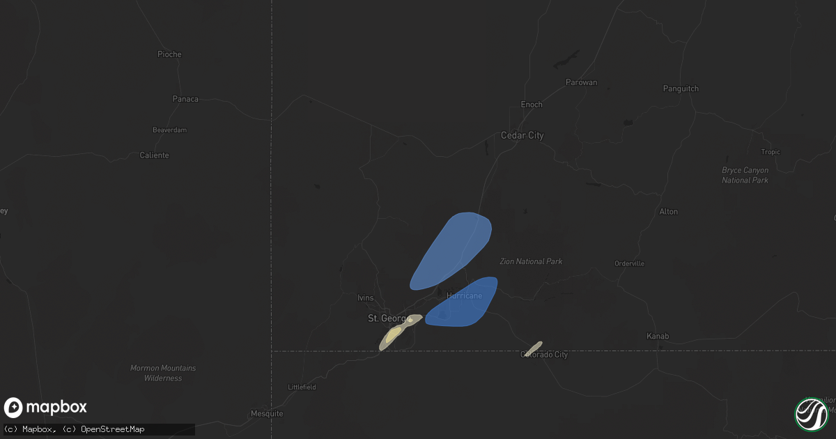 Hail map in Pine Valley, UT on October 17, 2024