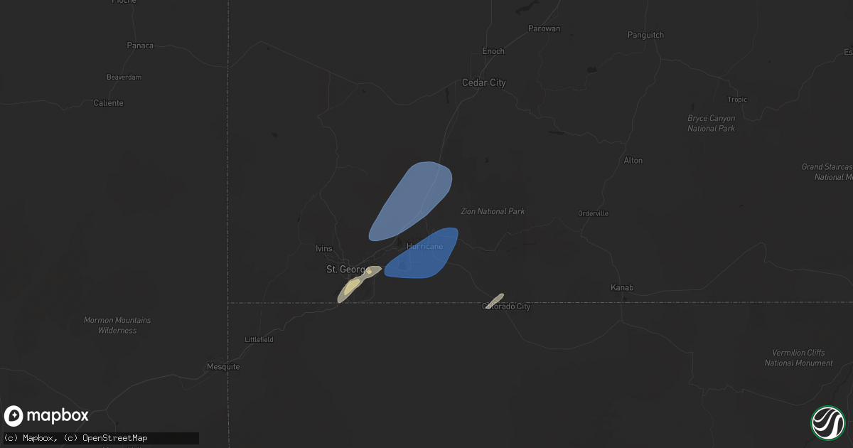 Hail map in Toquerville, UT on October 17, 2024
