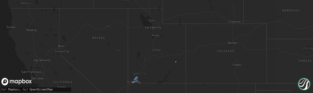 Hail map in Utah on October 17, 2024