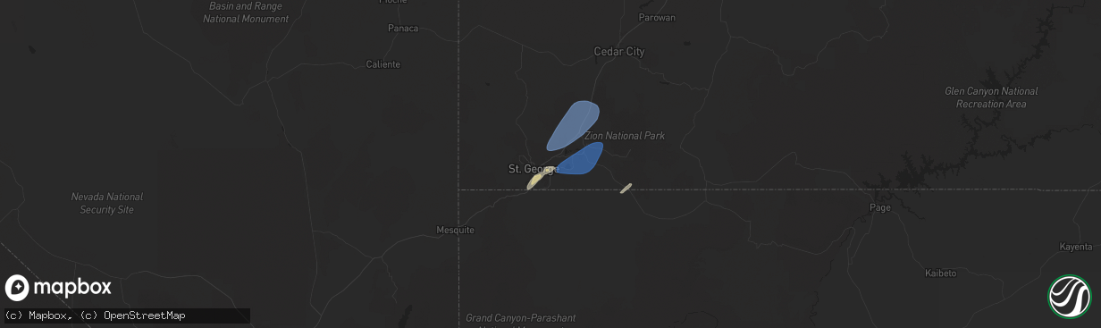 Hail map in Washington, UT on October 17, 2024