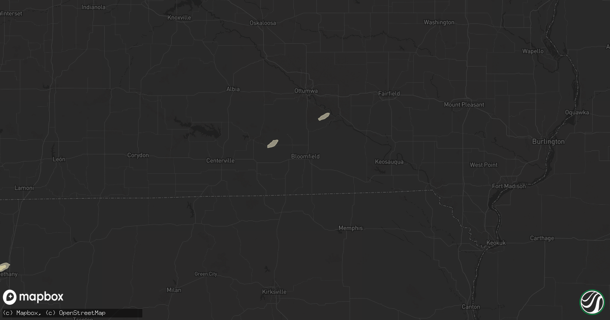 Hail map in Bloomfield, IA on October 17, 2025