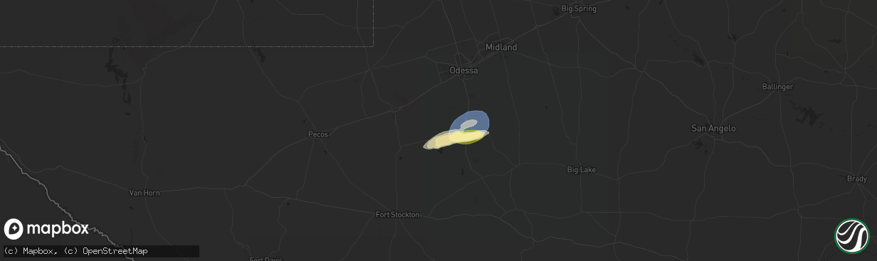 Hail map in Crane, TX on October 17, 2025