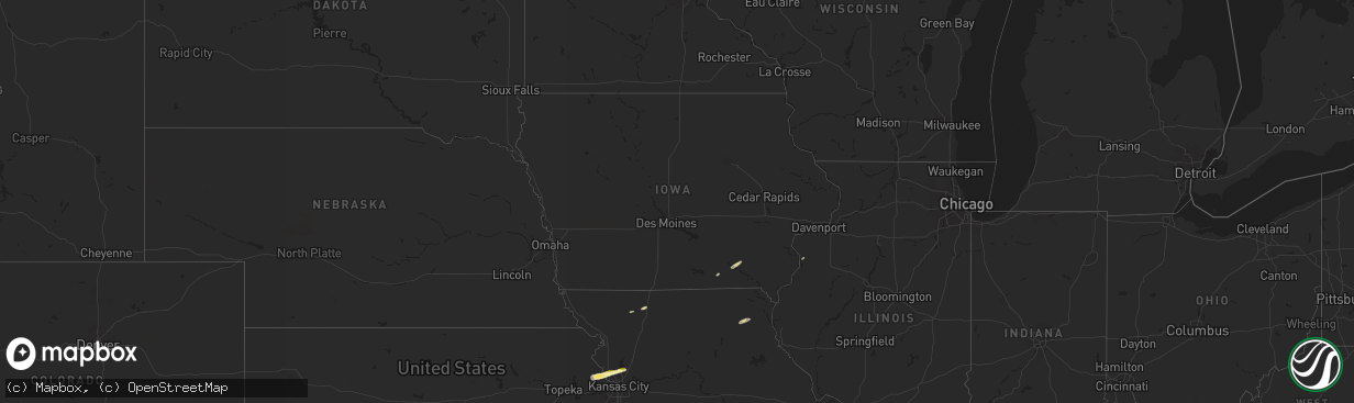 Hail map in Iowa on October 17, 2025
