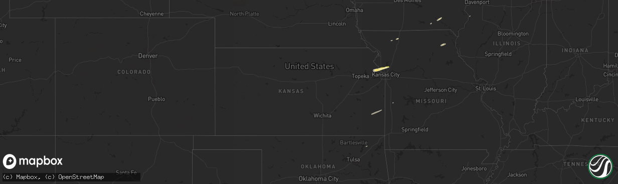 Hail map in Kansas on October 17, 2025
