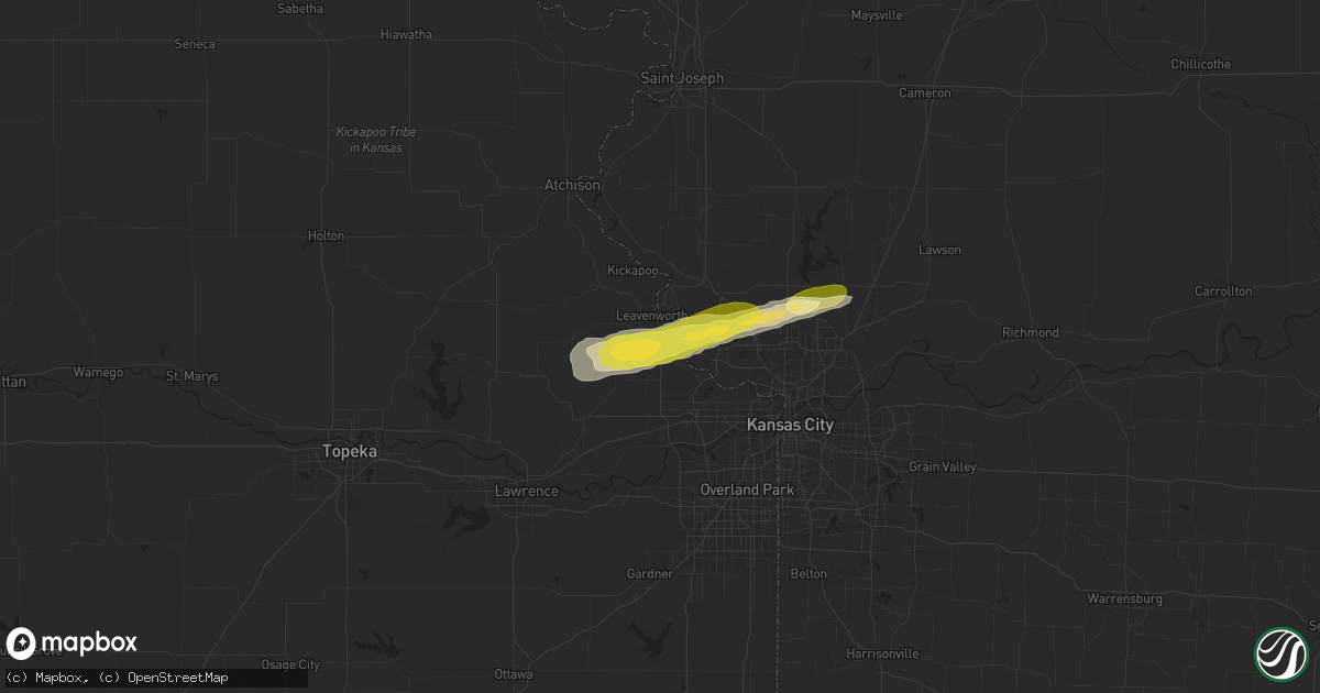 Hail map in Lansing, KS on October 17, 2025