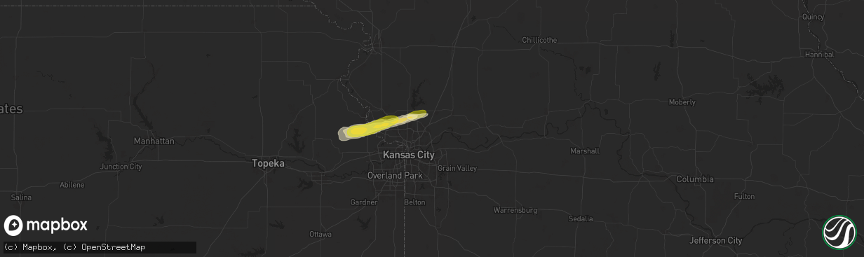 Hail map in Liberty, MO on October 17, 2025