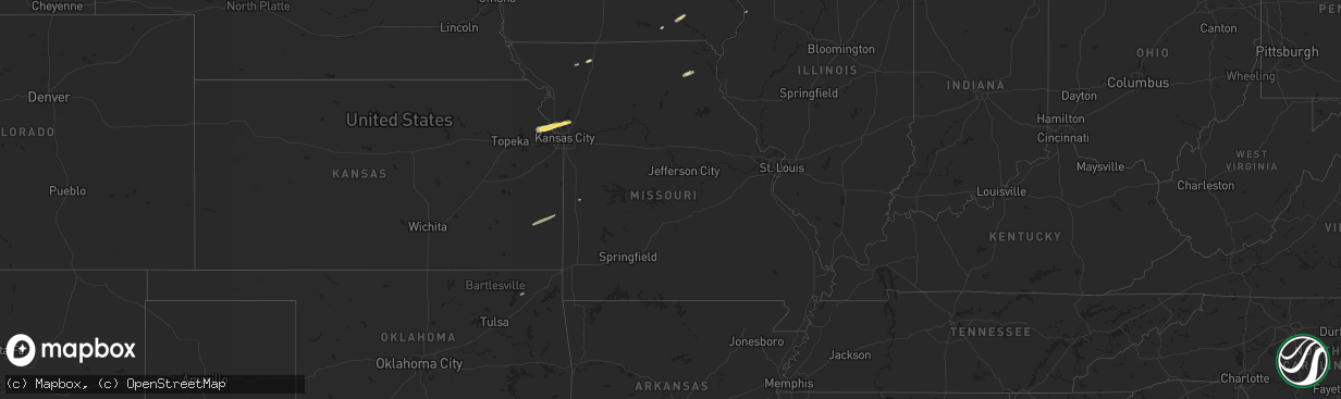 Hail map in Missouri on October 17, 2025