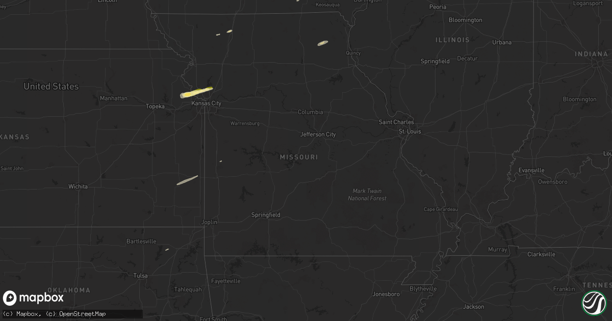 Hail map in Missouri on October 17, 2025