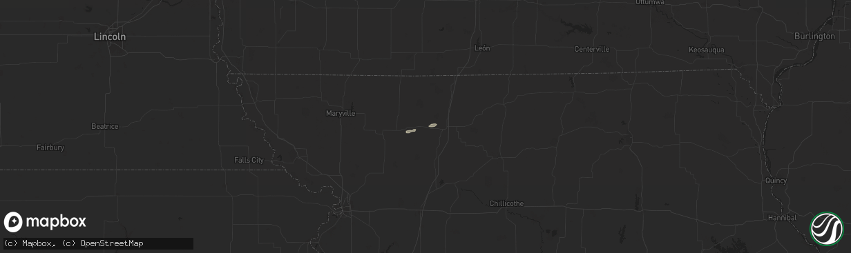 Hail map in New Hampton, MO on October 17, 2025