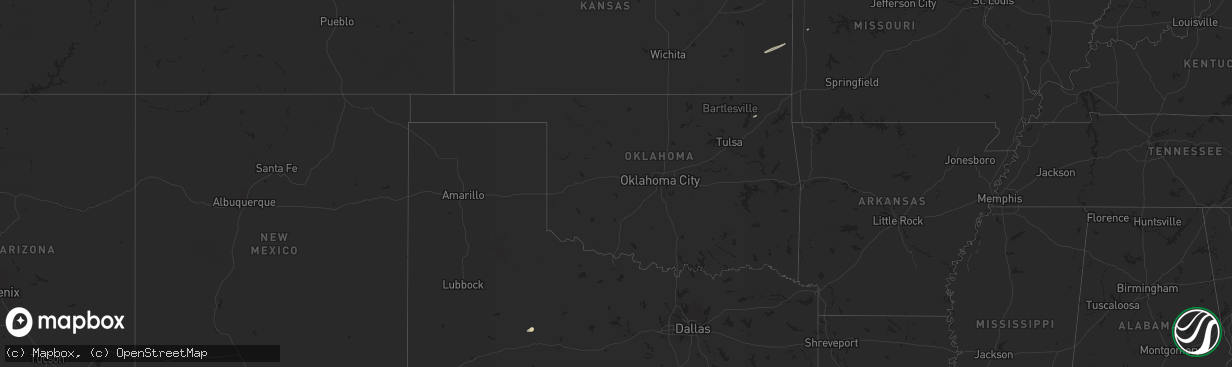 Hail map in Oklahoma on October 17, 2025