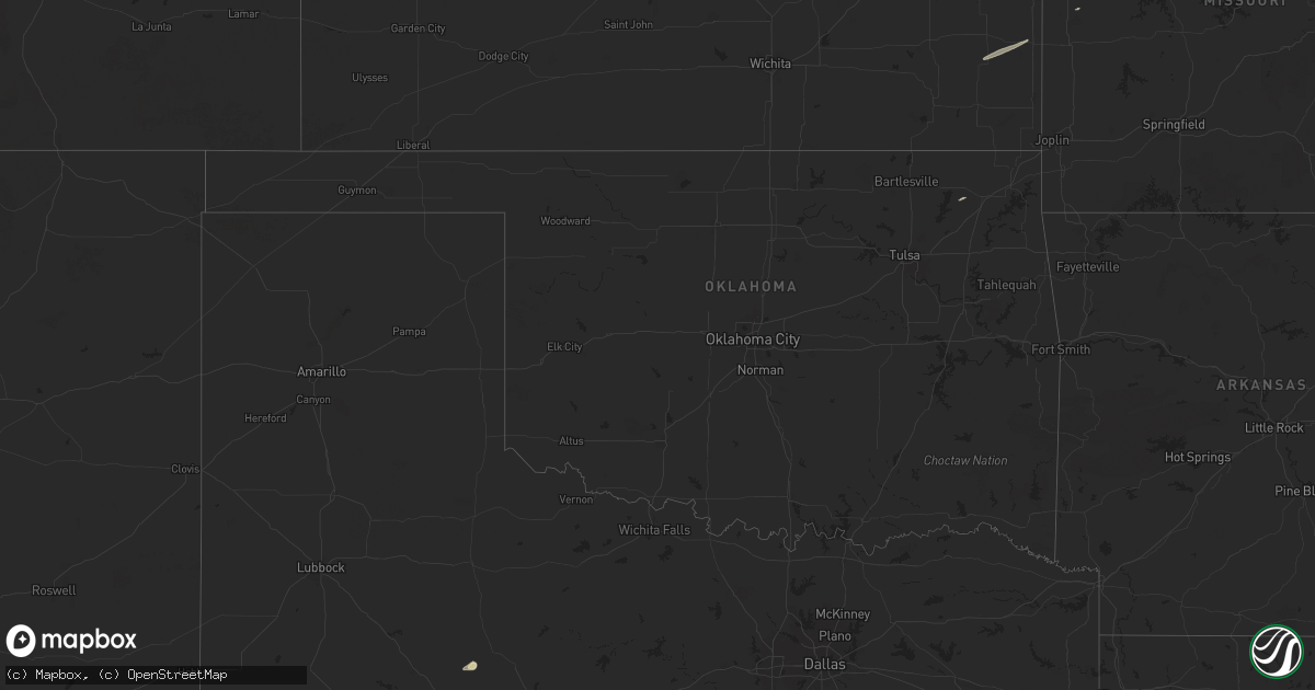 Hail map in Oklahoma on October 17, 2025