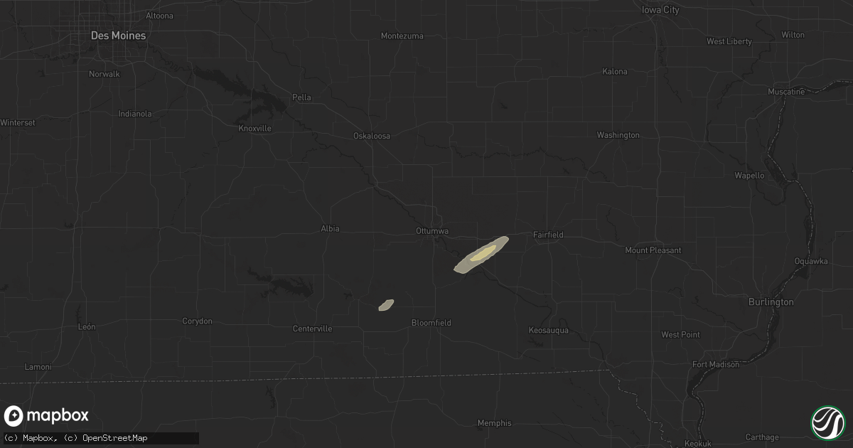 Hail map in Ottumwa, IA on October 17, 2025