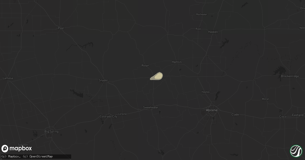 Hail map in Roby, TX on October 17, 2025
