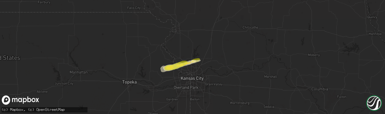 Hail map in Smithville, MO on October 17, 2025