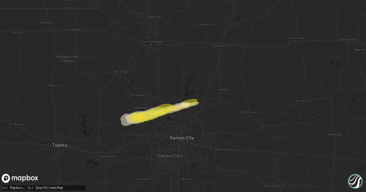 Hail map in Smithville, MO on October 17, 2025