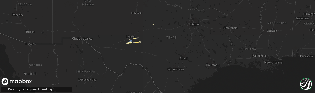 Hail map in Texas on October 17, 2025